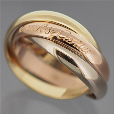 CARTIER 18K TRI COLOR GOLD 3 BANDS TRINITY ROLLING RING 53 US 6.25